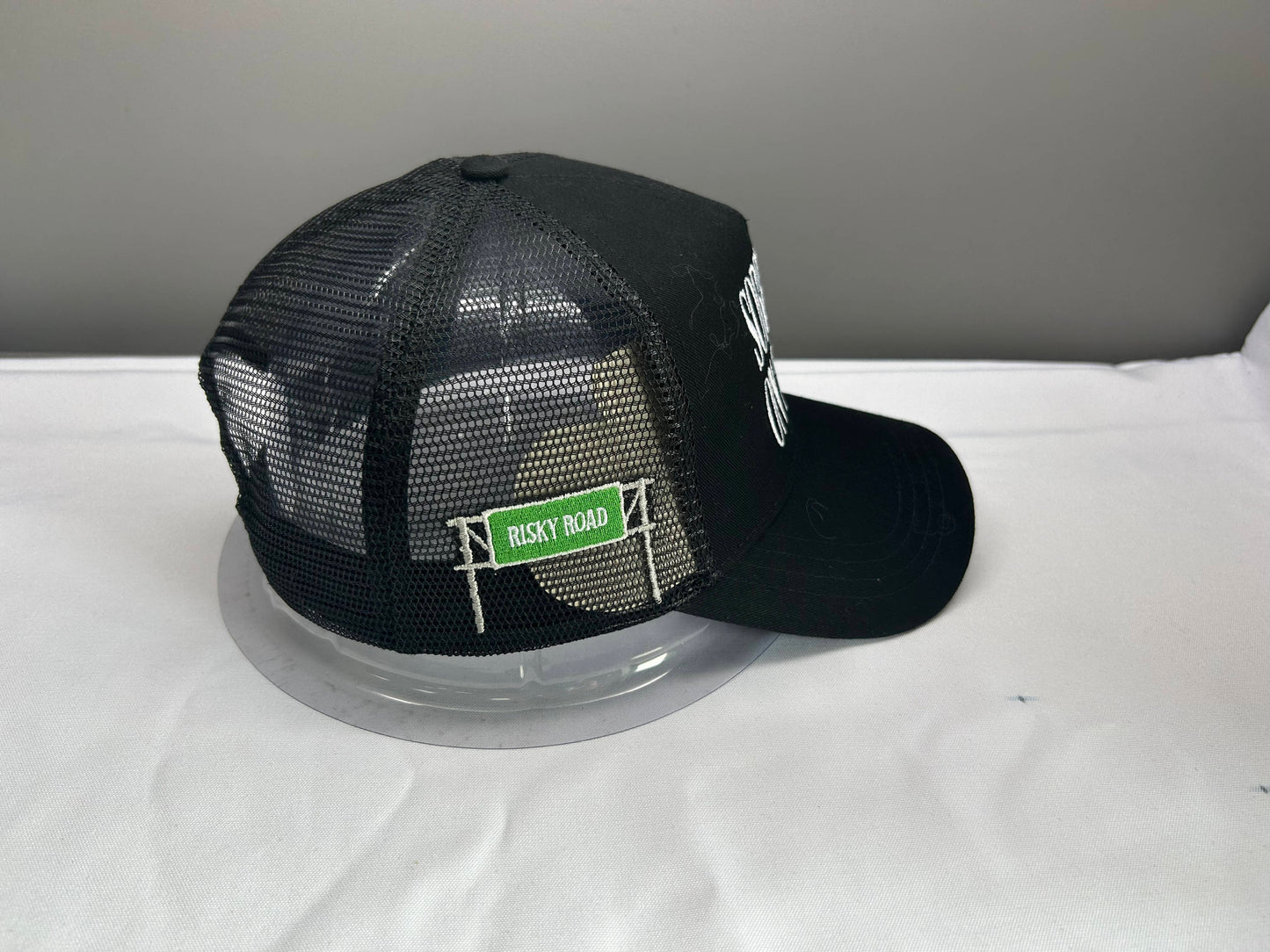 “Sorry I Was On The Road” Trucker Hat Black